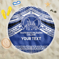 Personalised Tonga Taufa'ahau Pilolevu College Beach Blanket Polynesian Ngatu Tribal LT9 One Size 150cm Blue - Polynesian Pride