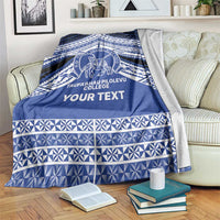 Personalised Tonga Taufa'ahau Pilolevu College Blanket Polynesian Ngatu Tribal LT9 Blue - Polynesian Pride