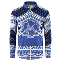 Personalised Tonga Taufa'ahau Pilolevu College Button Sweatshirt Polynesian Ngatu Tribal LT9 Blue - Polynesian Pride