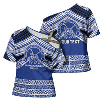 Personalised Tonga Taufa'ahau Pilolevu College Cross Shoulder Shirt Polynesian Ngatu Tribal LT9 - Polynesian Pride