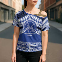 Personalised Tonga Taufa'ahau Pilolevu College Cross Shoulder Shirt Polynesian Ngatu Tribal LT9 - Polynesian Pride