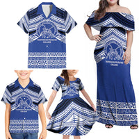 Personalised Tonga Taufa'ahau Pilolevu College Family Matching Off Shoulder Maxi Dress and Hawaiian Shirt Polynesian Ngatu Tribal