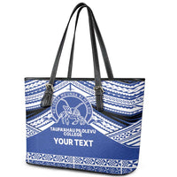 Personalised Tonga Taufa'ahau Pilolevu College Leather Tote Bag Polynesian Ngatu Tribal