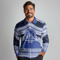 Personalised Tonga Taufa'ahau Pilolevu College Long Sleeve Polo Shirt Polynesian Ngatu Tribal