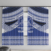 Personalised Tonga Taufa'ahau Pilolevu College Window Curtain Polynesian Ngatu Tribal LT9 With Hooks Blue - Polynesian Pride
