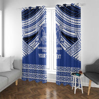 Personalised Tonga Taufa'ahau Pilolevu College Window Curtain Polynesian Ngatu Tribal LT9 With Grommets Blue - Polynesian Pride