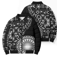 Black Tongan Ngatu Fonulei Pattern Bomber Puffer Jacket LT9 - Polynesian Pride