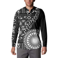 Black Tongan Ngatu Fonulei Pattern Button Sweatshirt LT9 - Polynesian Pride