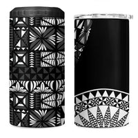 Black Tongan Ngatu Fonulei Pattern 4 in 1 Can Cooler Tumbler LT9 One Size: 16 oz Black - Polynesian Pride