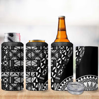 Black Tongan Ngatu Fonulei Pattern 4 in 1 Can Cooler Tumbler LT9 - Polynesian Pride