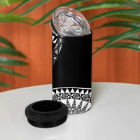 Black Tongan Ngatu Fonulei Pattern 4 in 1 Can Cooler Tumbler LT9 - Polynesian Pride