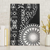 Black Tongan Ngatu Fonulei Pattern Canvas Wall Art LT9 Without Frame Black - Polynesian Pride