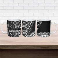 Black Tongan Ngatu Fonulei Pattern Ceramic Mug - Polynesian Pride