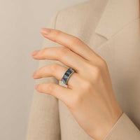 Black Tongan Ngatu Fonulei Pattern Classic Ring LT9 - Polynesian Pride