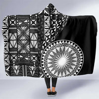 Black Tongan Ngatu Fonulei Pattern Hooded Blanket LT9 One Size Black - Polynesian Pride