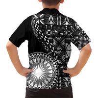Black Tongan Ngatu Fonulei Pattern Kid Hawaiian Shirt LT9 - Polynesian Pride
