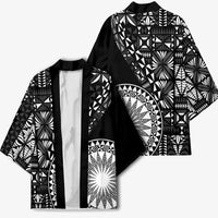 Black Tongan Ngatu Fonulei Pattern Kimono LT9 - Polynesian Pride