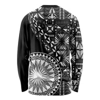 Black Tongan Ngatu Fonulei Pattern Long Sleeve Shirt LT9 - Polynesian Pride