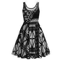 Black Tongan Ngatu Fonulei Pattern Midi Dress - Polynesian Pride