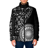 Black Tongan Ngatu Fonulei Pattern Padded Jacket LT9 Men Black - Polynesian Pride