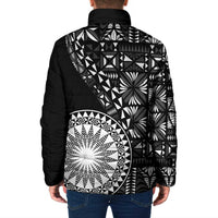 Black Tongan Ngatu Fonulei Pattern Padded Jacket LT9 - Polynesian Pride