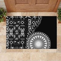 Black Tongan Ngatu Fonulei Pattern Rubber Doormat LT9 Black - Polynesian Pride