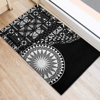 Black Tongan Ngatu Fonulei Pattern Rubber Doormat LT9 - Polynesian Pride