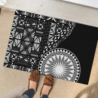 Black Tongan Ngatu Fonulei Pattern Rubber Doormat LT9 - Polynesian Pride