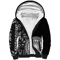 Black Tongan Ngatu Fonulei Pattern Sherpa Hoodie LT9 Unisex Black - Polynesian Pride
