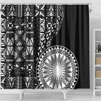 Black Tongan Ngatu Fonulei Pattern Shower Curtain
