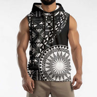 Black Tongan Ngatu Fonulei Pattern Sleeveless Hoodie LT9 - Polynesian Pride