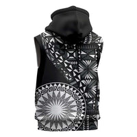 Black Tongan Ngatu Fonulei Pattern Sleeveless Zip Hoodie - Polynesian Pride