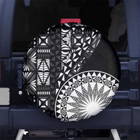 Black Tongan Ngatu Fonulei Pattern Spare Tire Cover LT9 No hole Black - Polynesian Pride
