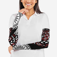 Red Tongan Ngatu Fonulei Pattern Arm Sleeves - Polynesian Pride
