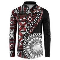 Red Tongan Ngatu Fonulei Pattern Button Sweatshirt LT9 Red - Polynesian Pride