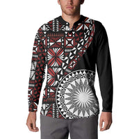 Red Tongan Ngatu Fonulei Pattern Button Sweatshirt LT9 - Polynesian Pride