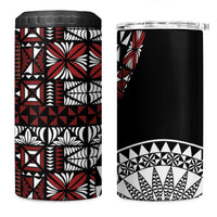 Red Tongan Ngatu Fonulei Pattern 4 in 1 Can Cooler Tumbler LT9 One Size: 16 oz Red - Polynesian Pride