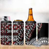 Red Tongan Ngatu Fonulei Pattern 4 in 1 Can Cooler Tumbler LT9 - Polynesian Pride