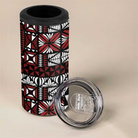 Red Tongan Ngatu Fonulei Pattern 4 in 1 Can Cooler Tumbler LT9 - Polynesian Pride