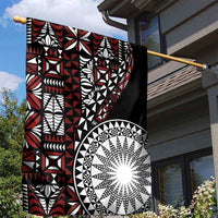 Red Tongan Ngatu Fonulei Pattern Garden Flag