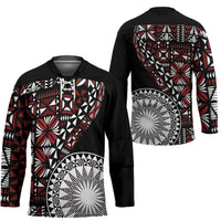 Red Tongan Ngatu Fonulei Pattern Hockey Jersey LT9 - Polynesian Pride