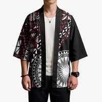 Red Tongan Ngatu Fonulei Pattern Kimono LT9 - Polynesian Pride