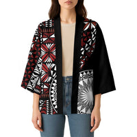Red Tongan Ngatu Fonulei Pattern Kimono LT9 - Polynesian Pride