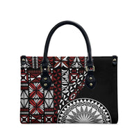 Red Tongan Ngatu Fonulei Pattern Leather Bag - Polynesian Pride