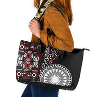 Red Tongan Ngatu Fonulei Pattern Leather Tote Bag LT9 Red - Polynesian Pride