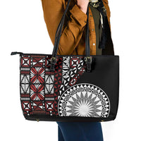 Red Tongan Ngatu Fonulei Pattern Leather Tote Bag LT9 - Polynesian Pride