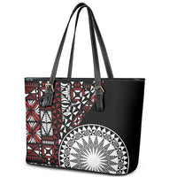 Red Tongan Ngatu Fonulei Pattern Leather Tote Bag LT9 - Polynesian Pride