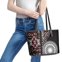 Red Tongan Ngatu Fonulei Pattern Leather Tote Bag LT9 - Polynesian Pride
