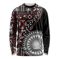Red Tongan Ngatu Fonulei Pattern Long Sleeve Shirt LT9 Unisex Red - Polynesian Pride