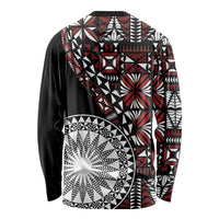 Red Tongan Ngatu Fonulei Pattern Long Sleeve Shirt LT9 - Polynesian Pride